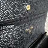 CHANEL Handbag Chanel Black Caviar Quilted Wallet On Chain GHW (WOC) - Redeluxe