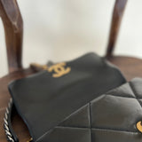 CHANEL Handbag Chanel Black Lambskin Quilted 19 Flap Small Mixed Hardware - Redeluxe