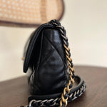 CHANEL Handbag Chanel Black Lambskin Quilted 19 Flap Small Mixed Hardware - Redeluxe