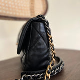 CHANEL Handbag Chanel Black Lambskin Quilted 19 Flap Small Mixed Hardware - Redeluxe
