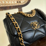 CHANEL Handbag Chanel Black Lambskin Quilted 19 Flap Small Mixed Hardware - Redeluxe