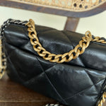CHANEL Handbag Chanel Black Lambskin Quilted 19 Flap Small Mixed Hardware - Redeluxe