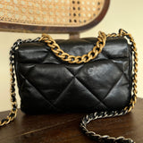 CHANEL Handbag Chanel Black Lambskin Quilted 19 Flap Small Mixed Hardware - Redeluxe