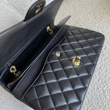 CHANEL Handbag Chanel Black Lambskin Quilted Classic Flap Medium GHW - Redeluxe