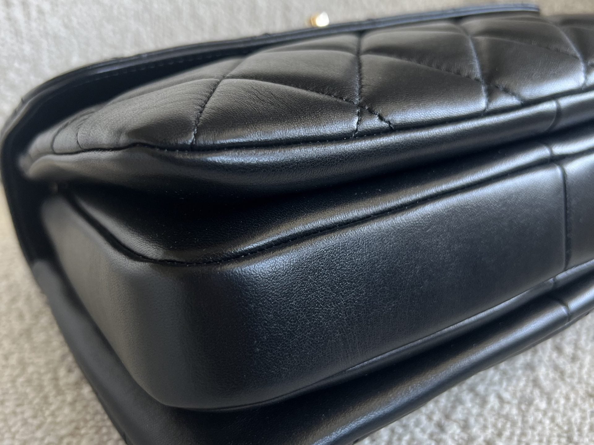 CHANEL Handbag Chanel Black Lambskin Quilted Trendy CC Small LGHW - Redeluxe
