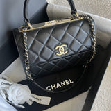 CHANEL Handbag Chanel Black Lambskin Quilted Trendy CC Small LGHW - Redeluxe