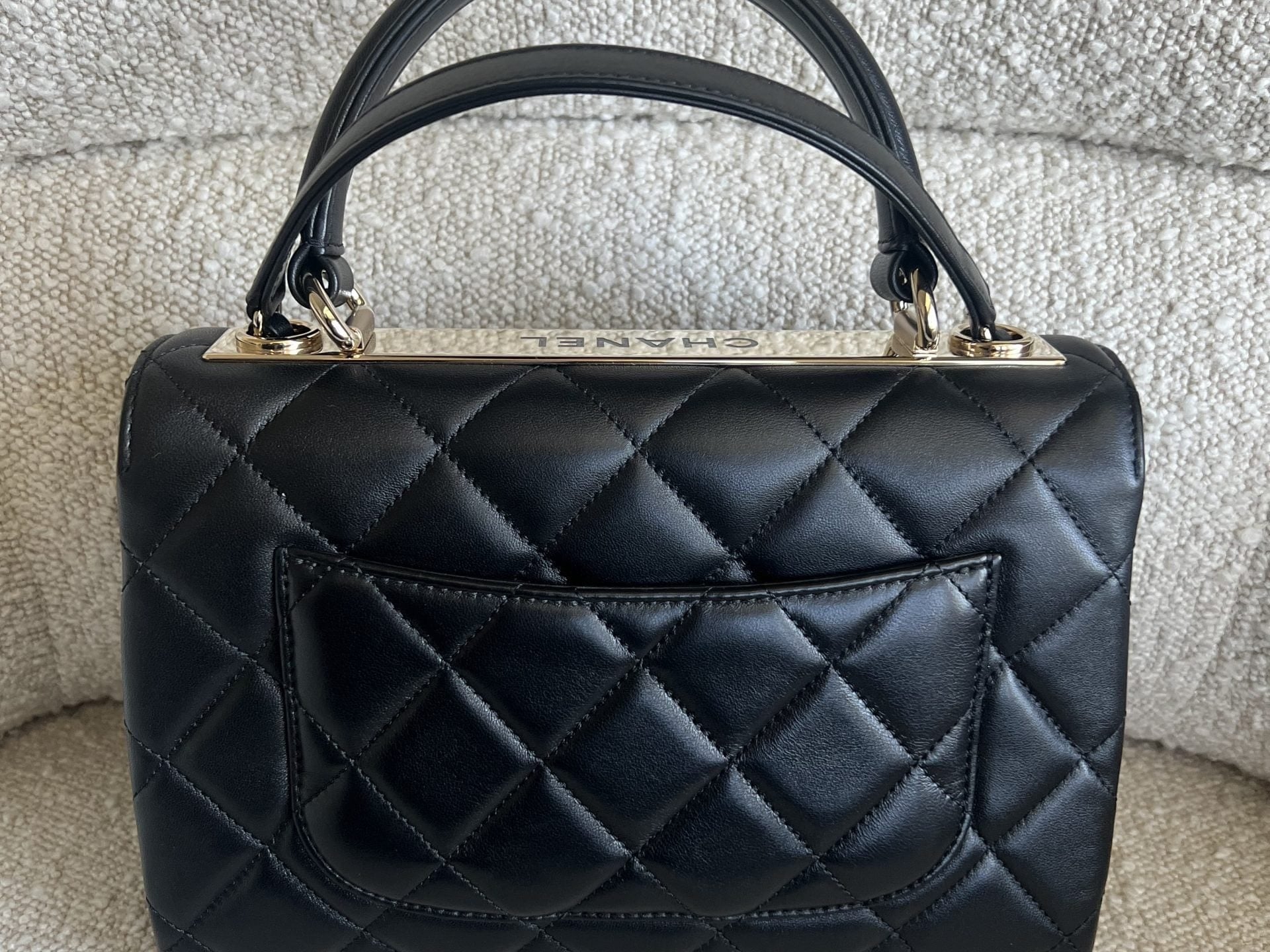 CHANEL Handbag Chanel Black Lambskin Quilted Trendy CC Small LGHW - Redeluxe