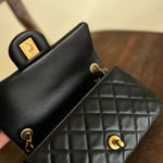 CHANEL Handbag CHANEL BLACK MINI SQUARE LAMBSKIN QUILTED FLAP SILVER HARDWARE - Redeluxe