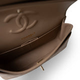 CHANEL Handbag Classic flap / Beige 22A Dark Beige Caviar Quilted Classic Flap Medium Light Gold Hardware - Redeluxe