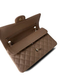 CHANEL Handbag Classic flap / Beige 22A Dark Beige Caviar Quilted Classic Flap Medium Light Gold Hardware - Redeluxe