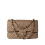 CHANEL Handbag Classic flap / Beige 22A Dark Beige Caviar Quilted Classic Flap Medium Light Gold Hardware - Redeluxe