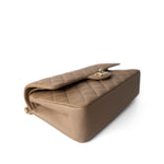 CHANEL Handbag Classic flap / Beige 22A Dark Beige Caviar Quilted Classic Flap Medium Light Gold Hardware - Redeluxe
