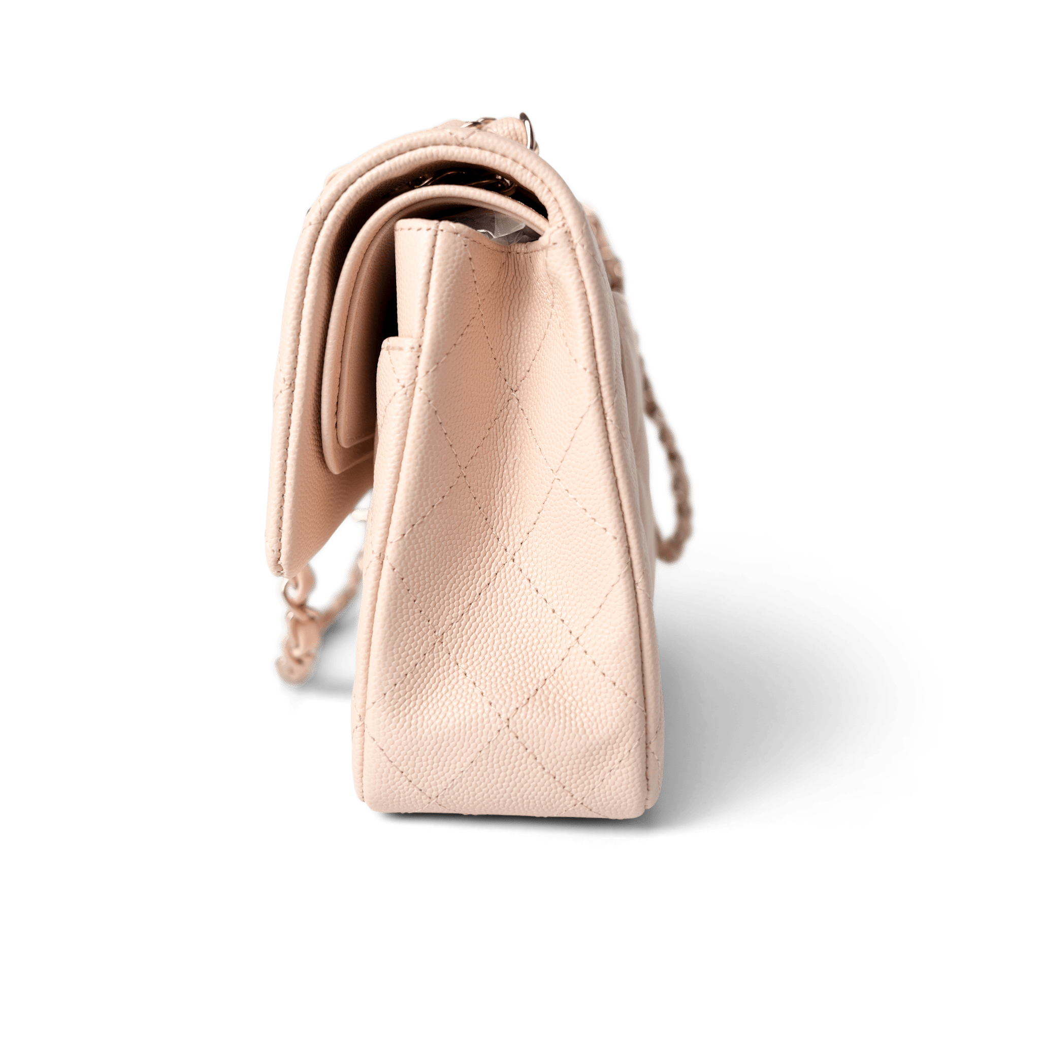 CHANEL Handbag Classic Flap / Beige 22c Beige Caviar Quilted Classic Flap Medium Light Gold Hardware - Redeluxe