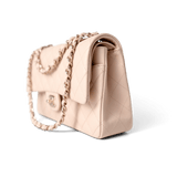 CHANEL Handbag Classic Flap / Beige 22c Beige Caviar Quilted Classic Flap Medium Light Gold Hardware - Redeluxe