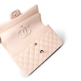 CHANEL Handbag Classic Flap / Beige 22c Beige Caviar Quilted Classic Flap Medium Light Gold Hardware - Redeluxe