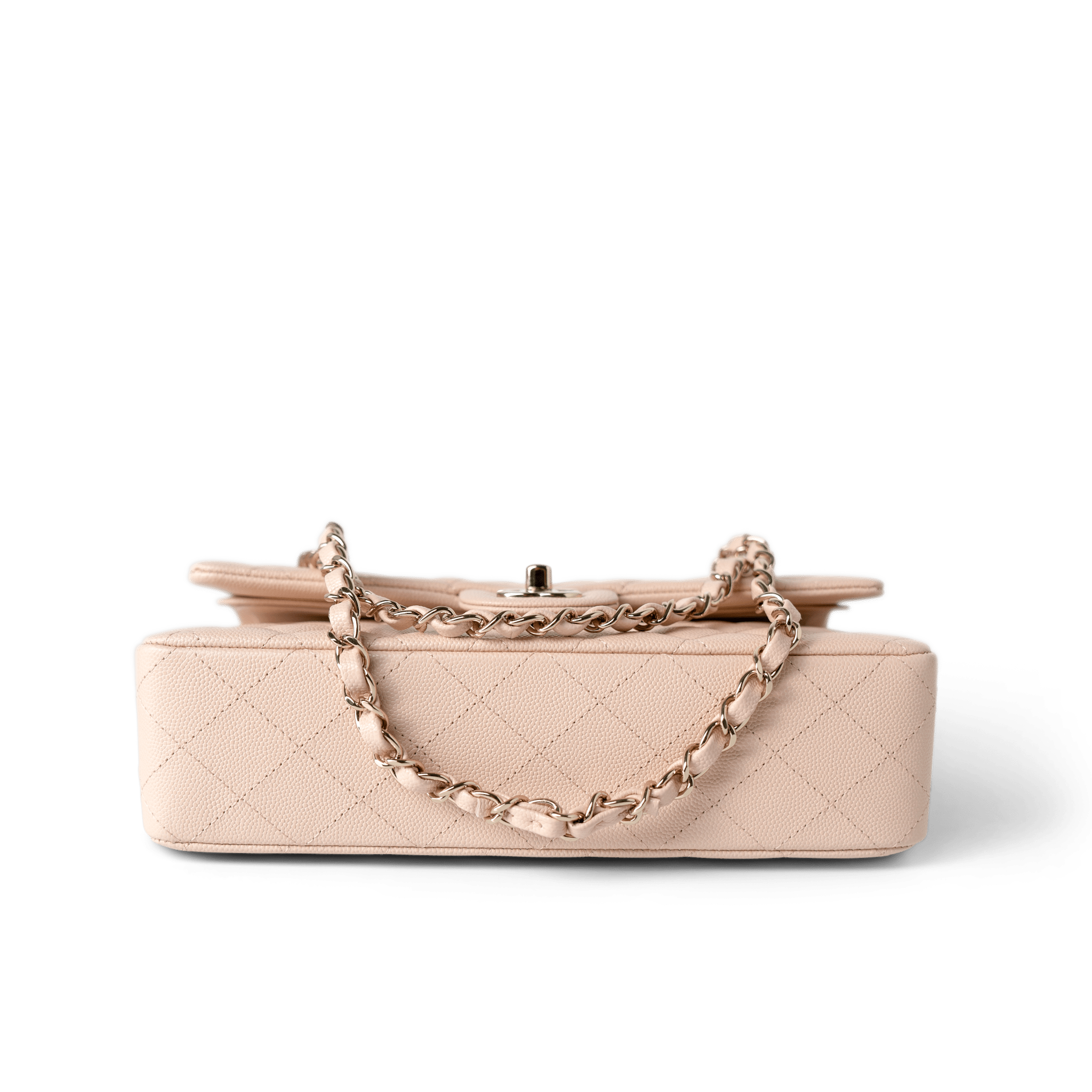 CHANEL Handbag Classic Flap / Beige 22c Beige Caviar Quilted Classic Flap Medium Light Gold Hardware - Redeluxe