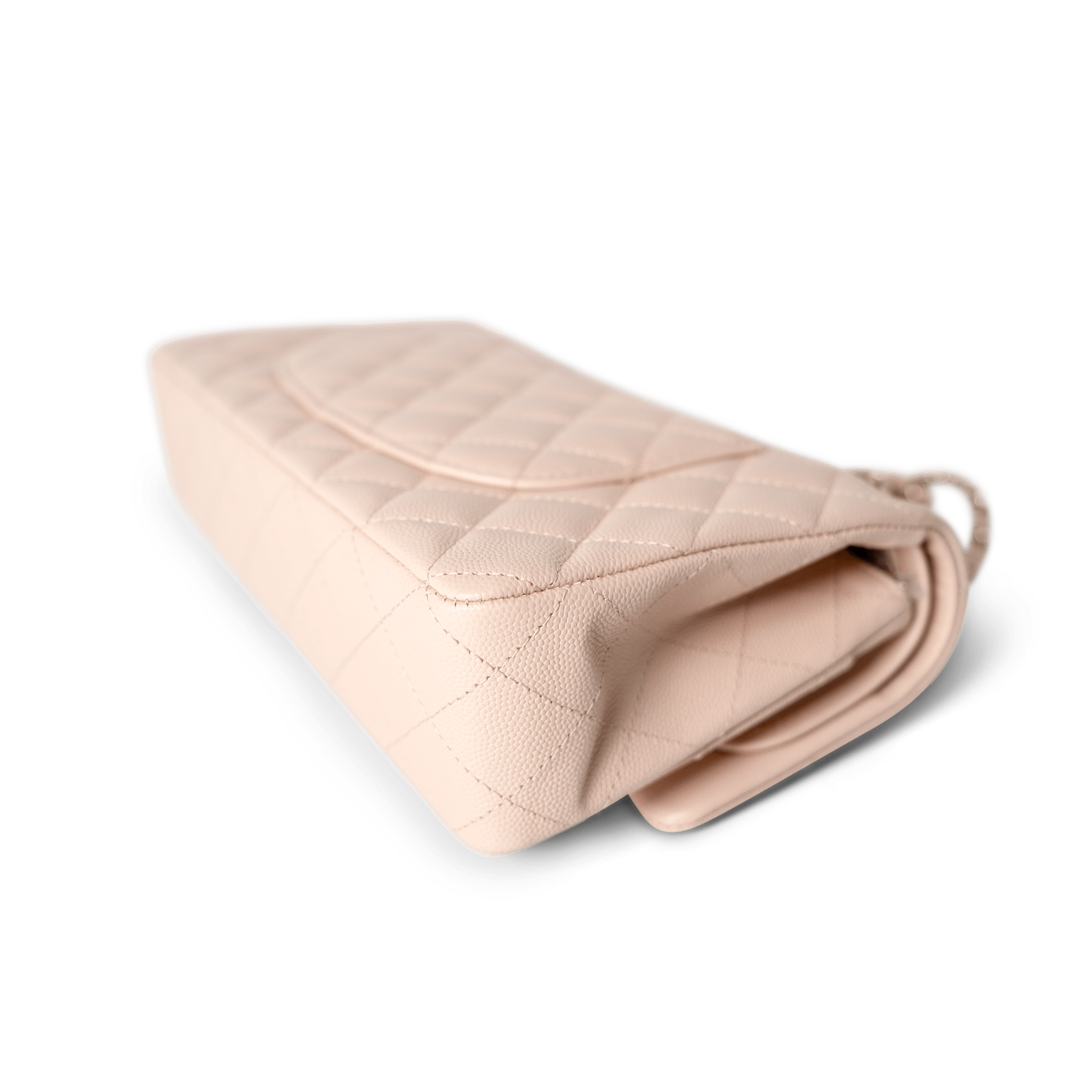 CHANEL Handbag Classic Flap / Beige 22c Beige Caviar Quilted Classic Flap Medium Light Gold Hardware - Redeluxe