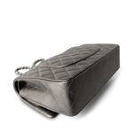 CHANEL Handbag Classic flap / Grey 21B Metallic Ruthenium Lambskin Quilted Classic Flap Medium Ruthenium Hardware - Redeluxe