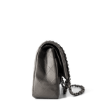 CHANEL Handbag Classic flap / Grey 21B Metallic Ruthenium Lambskin Quilted Classic Flap Medium Ruthenium Hardware - Redeluxe