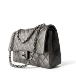 CHANEL Handbag Classic flap / Grey 21B Metallic Ruthenium Lambskin Quilted Classic Flap Medium Ruthenium Hardware - Redeluxe