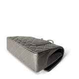 CHANEL Handbag Classic flap / Grey 21B Metallic Ruthenium Lambskin Quilted Classic Flap Medium Ruthenium Hardware - Redeluxe