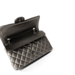 CHANEL Handbag Classic flap / Grey 21B Metallic Ruthenium Lambskin Quilted Classic Flap Medium Ruthenium Hardware - Redeluxe