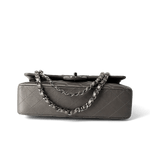 CHANEL Handbag Classic flap / Grey 21B Metallic Ruthenium Lambskin Quilted Classic Flap Medium Ruthenium Hardware - Redeluxe