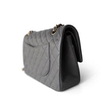 CHANEL Handbag Classic Flap / Grey 22A Dark Grey Lambskin Quilted Classic Flap Medium Light Gold Hardware - Redeluxe