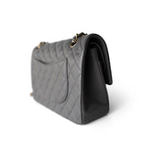 CHANEL Handbag Classic Flap / Grey 22A Dark Grey Lambskin Quilted Classic Flap Medium Light Gold Hardware - Redeluxe