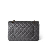 CHANEL Handbag Classic Flap / Grey 22A Dark Grey Lambskin Quilted Classic Flap Medium Light Gold Hardware - Redeluxe