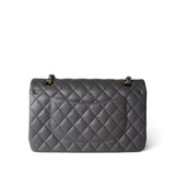 CHANEL Handbag Classic Flap / Grey 22A Dark Grey Lambskin Quilted Classic Flap Medium Light Gold Hardware - Redeluxe