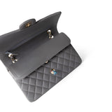 CHANEL Handbag Classic Flap / Grey 22A Dark Grey Lambskin Quilted Classic Flap Medium Light Gold Hardware - Redeluxe