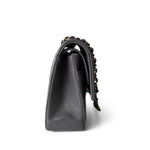 CHANEL Handbag Classic Flap / Grey 22A Dark Grey Lambskin Quilted Classic Flap Medium Light Gold Hardware - Redeluxe