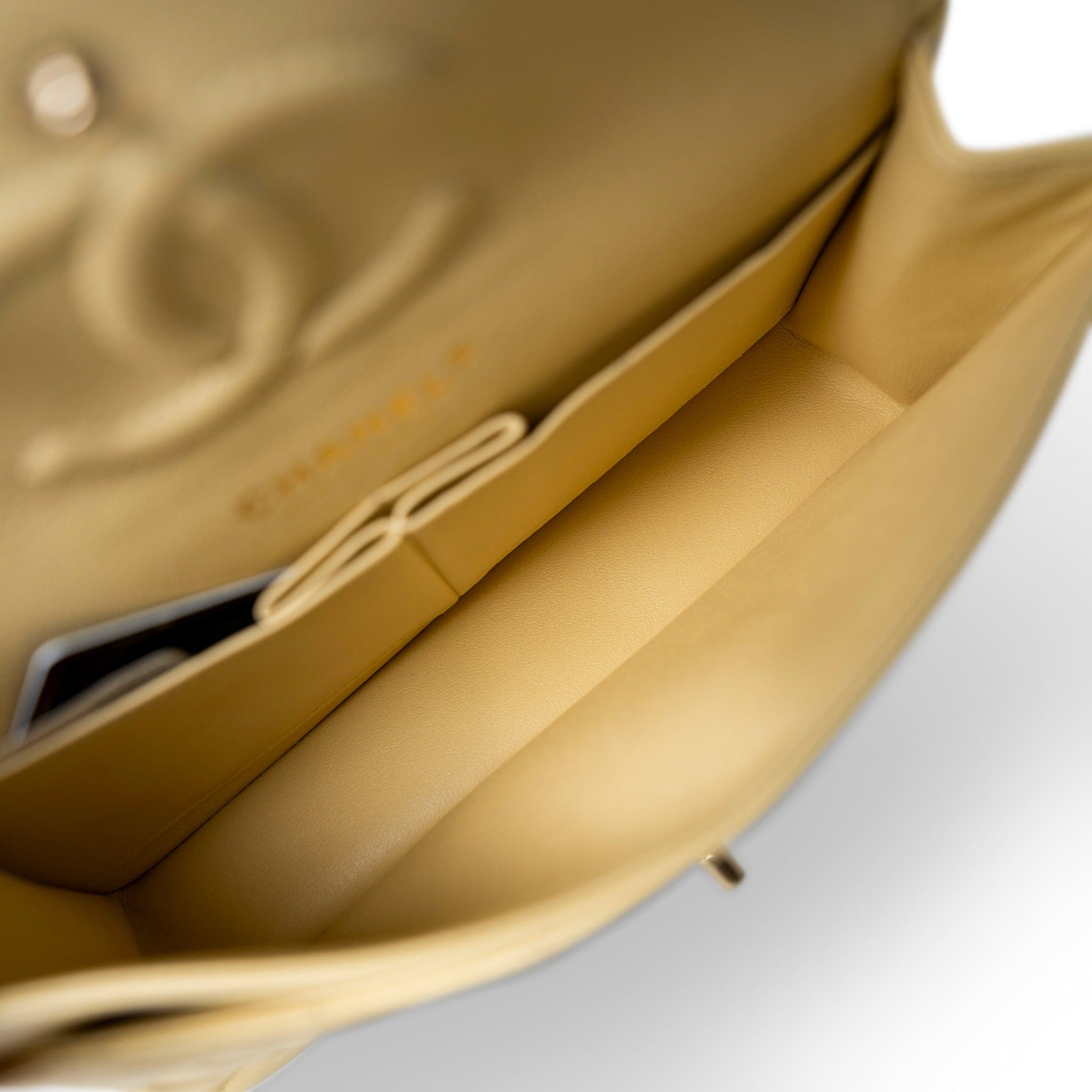 CHANEL Handbag Classic flap / Yellow 21C Yellow Lambskin Quilted Classic Flap Small Light Gold Hardware - Redeluxe