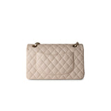 CHANEL Handbag Cream 20C Light Beige Caviar Quilted Classic Flap Medium Light Gold Hardware - Redeluxe