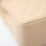CHANEL Handbag Cream Beige Clair Caviar Quilted Classic Flap Small Silver Hardware - Redeluxe