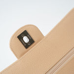 CHANEL Handbag Cream Beige Clair Caviar Quilted Classic Flap Small Silver Hardware - Redeluxe