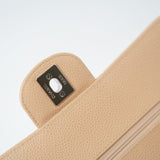 CHANEL Handbag Cream Beige Clair Caviar Quilted Classic Flap Small Silver Hardware - Redeluxe