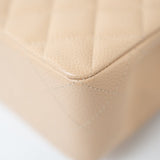 CHANEL Handbag Cream Beige Clair Caviar Quilted Classic Flap Small Silver Hardware - Redeluxe
