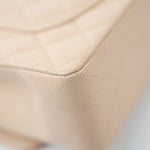 CHANEL Handbag Cream Beige Clair Caviar Quilted Classic Flap Small Silver Hardware - Redeluxe
