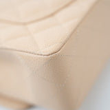 CHANEL Handbag Cream Beige Clair Caviar Quilted Classic Flap Small Silver Hardware - Redeluxe
