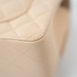 CHANEL Handbag Cream Beige Clair Caviar Quilted Classic Flap Small Silver Hardware - Redeluxe