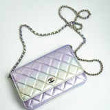 CHANEL Handbag Gradient 21K Gradient Metallic Rainbow Calfskin Quilted Wallet on Chain (WOC) - Redeluxe