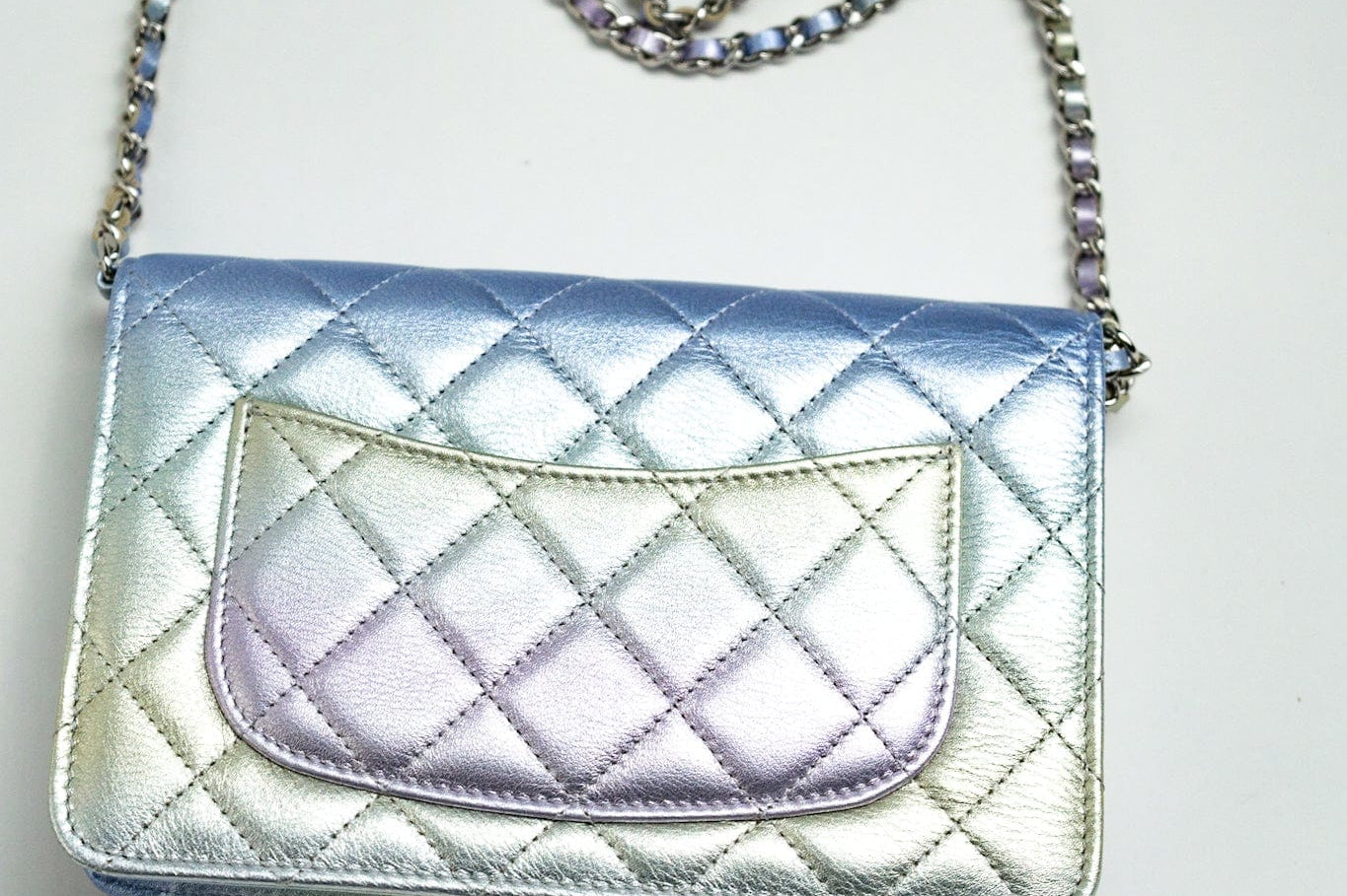 CHANEL Handbag Gradient 21K Gradient Metallic Rainbow Calfskin Quilted Wallet on Chain (WOC) - Redeluxe