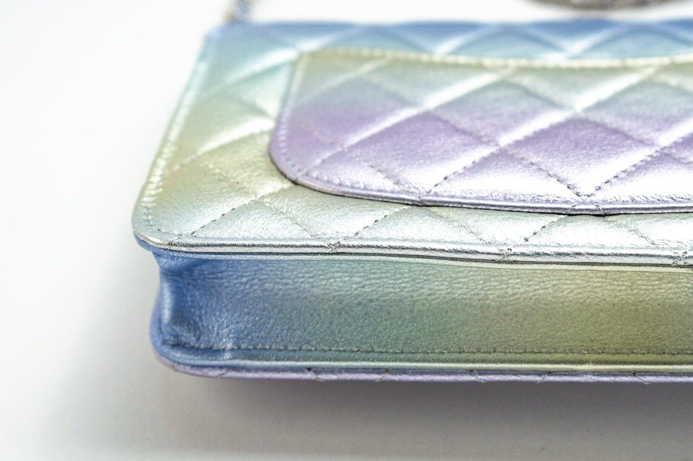 CHANEL Handbag Gradient 21K Gradient Metallic Rainbow Calfskin Quilted Wallet on Chain (WOC) - Redeluxe