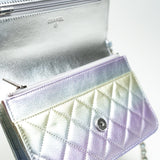 CHANEL Handbag Gradient 21K Gradient Metallic Rainbow Calfskin Quilted Wallet on Chain (WOC) - Redeluxe