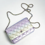 CHANEL Handbag Gradient 21K Gradient Metallic Rainbow Calfskin Quilted Wallet on Chain (WOC) - Redeluxe