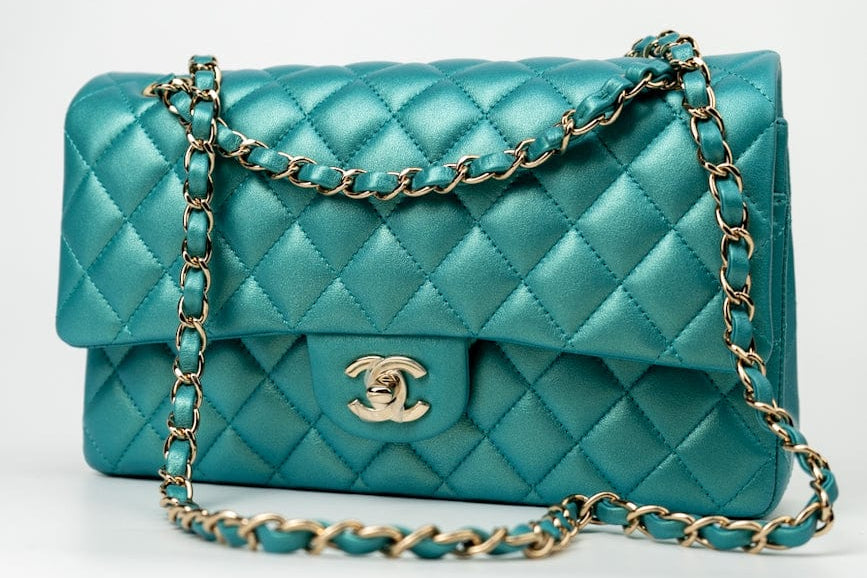 CHANEL Handbag Green 21S Iridescent Green Lambskin Quilted Classic Flap Medium LGHW - Redeluxe