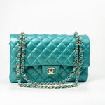 CHANEL Handbag Green 21S Iridescent Green Lambskin Quilted Classic Flap Medium LGHW - Redeluxe
