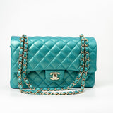 CHANEL Handbag Green 21S Iridescent Green Lambskin Quilted Classic Flap Medium LGHW - Redeluxe